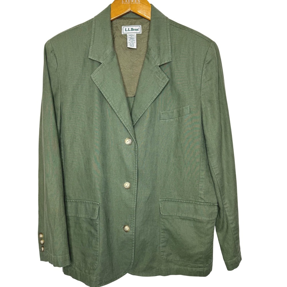 Vintage L.L. Bean Linen/Cotton Blazer Women's Size 12 Green